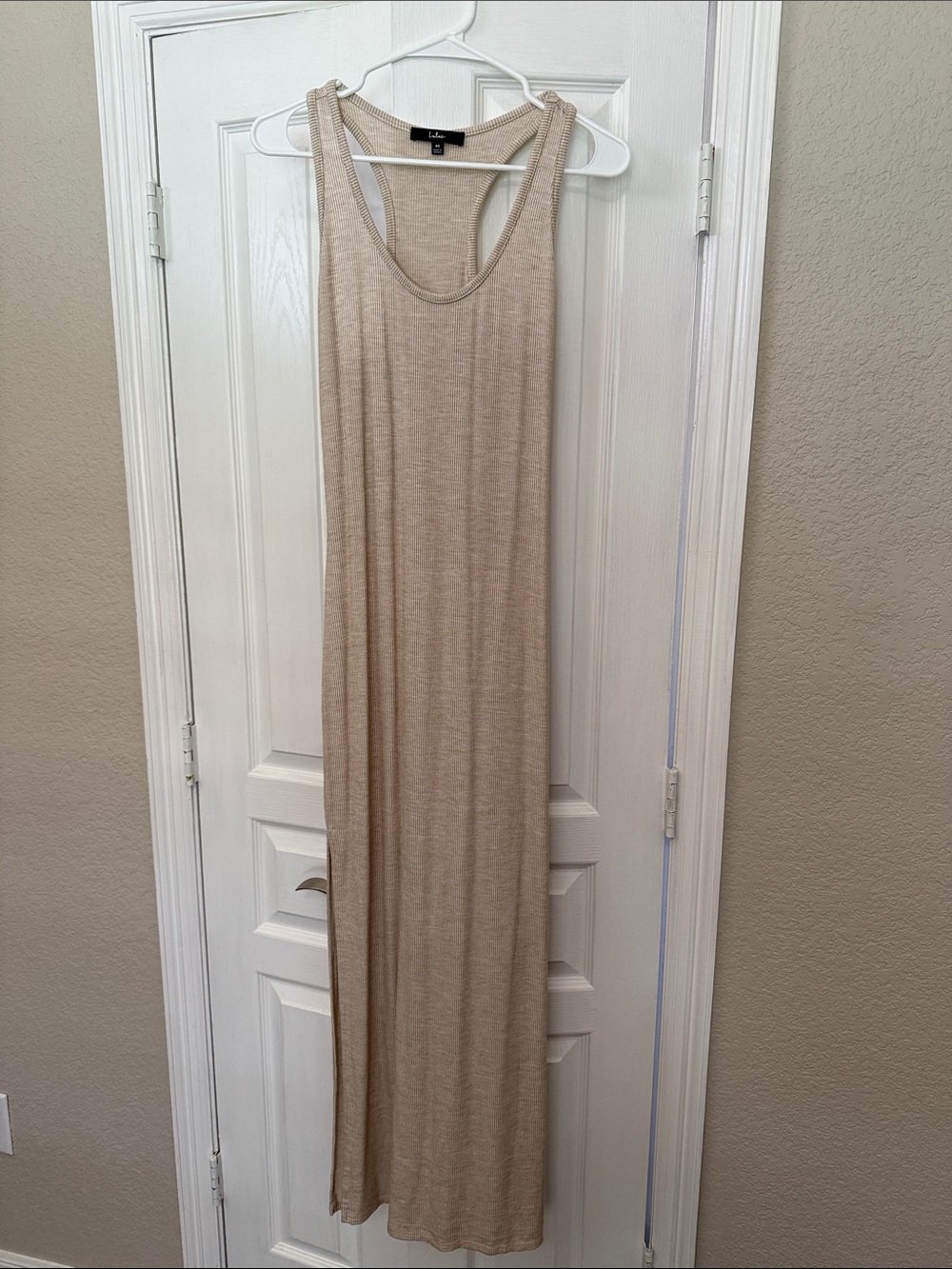 Lulu's Neutral Beige Racerback Maxi Dress